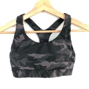 Athleta Ultimate printed sports bra black camo combo